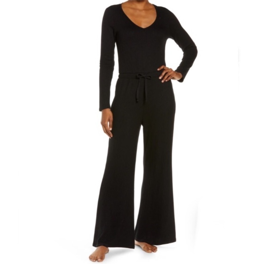 Beyond Yoga So Chic Jumpsuit Ribbed Knit Black sz small